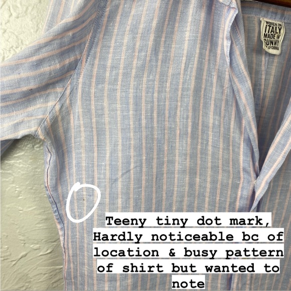 Frank & Eileen Barry button down Linen blouse, pale blue & pink pin-stripe Small - Picture 11 of 11